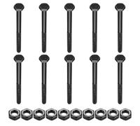 10 Pièces M10 Boulons et Ecrous, M10 x 120 mm Boulons Hexagonaux avec écrous, vis de machine, Galvanisées Vis Hexagonale Partiellement Filetés