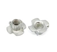 10 pièces M12×15mm Écrou à quatre griffes estampé en acier au carbone galvanisé métrique, écrou encastré pour plaque de bois