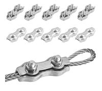 10 Pièces M3 Double Serre-Câbles, Duplex Clips en Acier Inoxydable 304, Pinces de Câble Métalliqu, pour Filin pour Cordes à Linge en Câble Métallique Voiles de Soleil Suspendues Patio Fixe