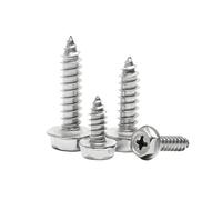 10 pièces M3/M4/M5/M6 Vis autotaraudeuses à tête hexagonale à empreinte cruciforme en acier inoxydable avec rondelle, M6x20mm