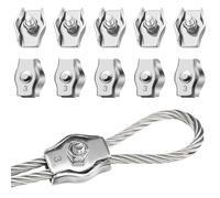 10 Pièces M3 Serre Cable, Pinces de Câble Métalliqu en Acier Inoxydable 304, Clips Serre-câbles, pour Filin pour Cordes à Linge en Câble Métallique Voiles de Soleil Suspendues Patio Fixe
