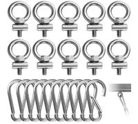 10 Pièces M4 Boulon Oeil pour Rail Auvent, Anneau Levage Acier Inoxydable 304, Vis Filetage, Boulons avec Mousqueton Arrêts, Accessoires Crochets pour Caravane, Camping Car, Tente Fixation