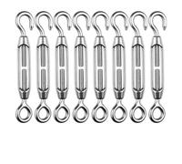 10 pièces M4 M5 M6 crochet tendeurs à œil en acier inoxydable OC Type tendeur de corde réglable câble jardin ensemble Tension pour Corde Cable Fil à Linge(M4)