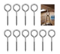 10 Pièces M6 Piton à Visser en Acier Inoxydable, 8 × 3 cm œillet de Vis | M6 Piton à Oeil en Métal, Boulons à œIllet à Visser, Haute Capacité de Charge, pour Bois, Hamacs, Balançoire, Argenté