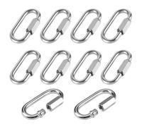 10 Pièces Maillon Rapide INOX M6, Mini Mousqueton à Vis, Mousqueton Verrouillage, Mousquetons avec Verrouillage à Vis, Mousquetons Escalade Ovale pour Camping, Randonnée, Pêche, Hamacs, Balançoires