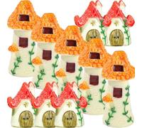 10 Pièces Maison de Fées Miniature Maisonnette en Résine Rouge