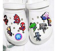 10 pièces Marvel, style aléatoire Marvel Avengers Spider-Man, série de dessins animés de super-héros, set d'accessoires pour chaussures, accessoires de plage, accessoires en PVC pour chaussures, convi