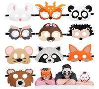 10 Pièces Masque Animaux Enfant,Forêt Animaux Masques de Feutre,Masque Pat Patrouille,Accessoires Déguisement à Colorier pour Carnaval, Halloween, Anniversaire