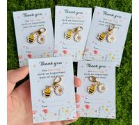 10 pièces "Merci d'avoir fait partie intégrante de mon histoire" Carte d'encouragement avec porte-clés fleur de marguerite et abeille, cadeau d'inspiration parfait pour la famille, les enseignants et 