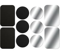 [10 Pieces Metal Plates With Adhesive (6 Round 4 Rectangular) For Magnetic Car Phone Holder/Magnetic Car Holder Universal Metal Plate For Smartphone - Black+Silver
