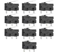 10 Pièces Micro Interrupteur 5a 10a à Levier de Charnière, Noir | Boîtier Plastique Compact, Connecteur Argenté Trois Bornes, Longue Durée, pour Appareils Domestiques et Mécanismes de Fin