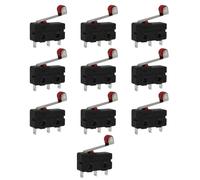 10 Pièces Micro Switch avec Levier à Rouleau, Micro Interrupteur Fin de Course SPDT 250V 5A, Interrupteur 3 Broches COM NO NC, Contacteur Unipolaire Bidirectionnel Miniature pour Automatisation