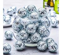 10 pièces Mini boules à facettes miroir - Pendentifs décoratifs en plastique réflecteur argent, boule miroir réflective, décorations suspendues pour la maison - Convient pour fond de décor de fête dis