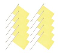 10 Pièces Mini-drapeaux à Main Jaunes Bâtons en Bois | Rectangles 14x21cm, Surface Vierge à Personnaliser, Lot pour Projets DIY et Fêtes
