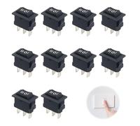 10 Pièces Mini Interrupteur à Bascule, Interrupteur Rectangulaire Encastrable Bateau Rocer Interrupteur Snap in Rocker Switch 3 Broches 3 Positions ON/OFF pour Bateau Auto Appareils Ménagers(Noir)