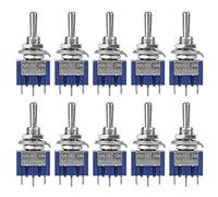 10 pièces Mini interrupteur à bascule Micro SPDT, 3 positions ON-OFF-ON bleu 6MM à bascule 6A 125VAC interrupteurs électriques miniatures pour bricolage électronique, automobile