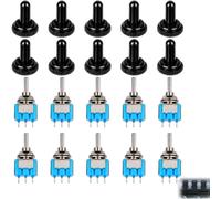 10 Pièces Mini Interrupteur à Levier ON/OFF/ON 6 Bornes DPDT MTS-203-3 Positions, AC 125V 6A, Inclut Capuchons Étanches, Robuste et Polyvalent, pour Voiture, Camion, Bateau,Projets DIY Électroniques