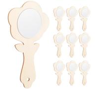 10 Pièces Mini Miroir Inachevé en Bois à Main pour Adolescents | Peut être Peint Librement, Bois et Verre, Accessoire de Loisirs Créatifs, pour Travaux Manuels et Décoration