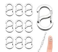 10 Pièces Mini Mousquetons en Acier Inoxydable 16,5 mm, Fermoirs en S à Double Ouverture, Petits Connecteurs pour Bracelet, Porte-Clés, Sac, Tirette de Fermeture Éclair, DIY, Médaille Animal