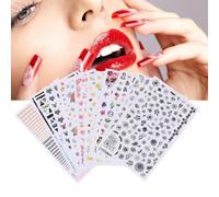 10 Pièces Mixte Ongle Autocollant 3d Transfert D'eau Ongles Paster Fleur Plante Géométrique Ligne Manucure Autocollant Ongles Décoration