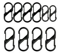 10 Pièces Mousqueton Métal Mini S Forme Mousqueton Clips Mousquetons en Alliage Zinc 3 Formes pour Maison Pêche Camping, Noir