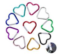 10 Pièces Mousquetons Cœur Set, Petit Mousqueton Porte Clés en Alliage d'Aluminium Coloré, Mousqueton Cœur pour Camping en Plein Air, Voyage, Marche et Pêche