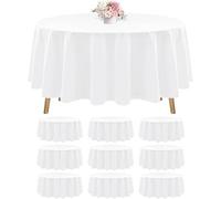 10 Pièces Nappe Ronde Blanche 229 cm, Nappe Ronde en Polyester, Nappe Résistante aux Taches et aux Rides, Nappes Rondes Lavables en Tissu pour Mariage, Banquet, Restaurant, Repas