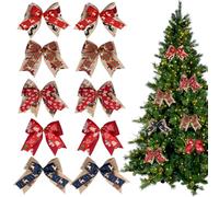 10 Pièces Noeud de Ruban de Noël Noeuds de Noël Noeud Rouge Noel de Satin Décorations de Noël Festives Noeuds de Flocon de Neige pour Sapin de Noël Sapin de Noël Cadeaux Artisanat