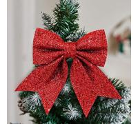 10 Pièces Noeud Sapin de Noel Pailletés, Arcs de Noël Petit Noeuds pour Couronne Guirlande Porte Cadeau, Decoration Noel Interieur Maison, Noeud d'arbres Décorations Mariages Saint Valentin (Rouge)
