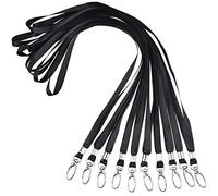 10 Pièces Noir Lanyard Tour de Cou avec Crochets Pivotants, Nylon Courroie de Cou Lanière Badge Cordon Lanyard, Sangle Carte d'identité pour Caméra USB Clé ID Nom Balises et Badge Holders
