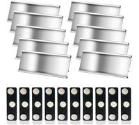 10 Pièces Nominatifs En Aluminium, 7,2 X 3,2cm Aimants Doubles Porte-Noms Magnétiques, Badge En Aluminium Contient 10 Paires D'attaches Magnétiques Noires