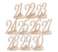 10 Pièces Numéros de Table Cœur 21-30 en Bois, Khaki