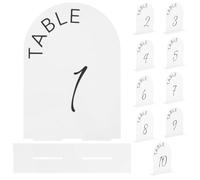 10 Pièces Numéros de Table de Mariage Blanc, en Acrylique, 1 à 10 | Panneaux Arqués avec Supports, Identification Simple, Pose Rapide, Usage pour Réception, Dîner et Anniversaire