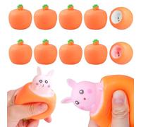 10 Pièces Oeufs de Pâques, Jouets à Presser Lapin Carotte Remplisseurs de Panier Pâques et Cadeaux Fête Jouets Anti-Stress en Vinyle pour Enfants et Adultes - Cadeaux Fête