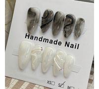 10 pièces Ongles de style élégant à l'encre lavée, style tie-dye avec décoration de serpent. Ongles à presser, fournitures pour ongles, ongles faits main à presser Blocs de couleurABS