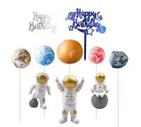 10 Pièces Or Ornements de Astronaute Décoration de Gâteau Cupcake Cake Toppers Spaceman Décoration pour D'anniversaire, Espace ThemeFete, Tabletop Décoration, Enfant Cadeau