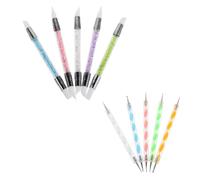 10 Pièces Outil de Nail Art à Double Tête en Silicone | Pointe Fine pour Tracés Précis, Pose de Décorations, Plastique et Silicone, Création Soignée en Salon