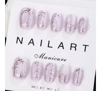 10 pièces/Pack, Violet clair, Ongles courts trapézoïdaux, Ongles à coller, Art des ongles du Nouvel An, Art des ongles de la Saint-Valentin, Beauté, Style parfum, Art des ongles français, Art des ongl