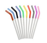 10 Pièces Pailles à Boire en Acier Inoxydable et Silicone | Résistantes à Rouille, pour Boissons Froides et Eau, Usage Maison ou Bureau, Choix Couleur Aléatoire
