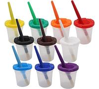 10 Pieces Paint Pot with Lids Kids Children School Equipment Plastic Non-Spilled Water Cup Mixing Paint Pot & Stopper Lid for Kids Art Painting