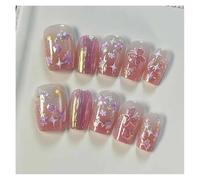10 Pièces Papillon Fleurs Œil De Chat Presse Sur Ongles Glace Transparent Mat Broderie Sentiment Faux Ongles Art Kit Manucure(1 Size M)