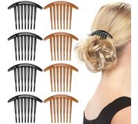 10 Pièces Peigne à Cheveux en Acrylique Lune, Sept Dents, Noir