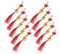 10 Pièces Pendentif Décoratif Chèvre 2027 Rouge à Pompons pour Voiture | Polyester Plastique Réutilisable, Amulette Symbolique, Style Zodiacal Élégant, pour Sapins Monétaires, Présents, Bureau
