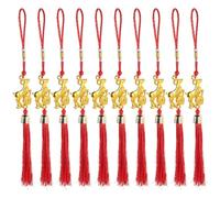 10 Pièces Pendentif Zodiaque Chèvre 2027, Décoration Rouge Légère pour | Plastique et Polyester, Pompon Rouge, Usage Suspendu Près du Rétroviseur ’une Plante