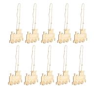 10 Pièces Pendentifs de Train en Bois Brut, Décoration DIY | Bois, Surface Lisse et Vierge, Ton Kaki, pour Salon et Loisirs Créatifs, Belle Finition