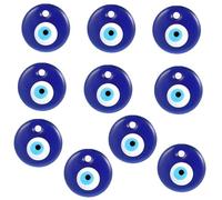 10 Pièces Perles Mauvais Oeil 3cm,Perles Spacer Mauvais Oeil,Perles en Verre Bleu Turc Plat pour Artisanat DIY,Porte-Bonheur Oeil Turc,Talisman Protection