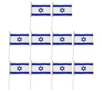 10 Pièces Petit Drapeau à Main Israël 14x21cm en Polyester | Couleurs Intenses, Lavable et Pliable, Ornement pour Maison et Célébrations, Aspect Solide