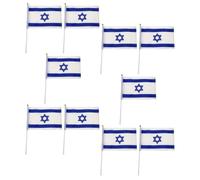 10 Pièces Petit Drapeau National D’israël en Polyester 14x21 CM | Impression Claire, Couleurs Intenses, Lavable et Résistant la Décoloration, pour Fêtes et Occasions