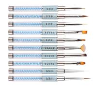 10 Pièces Pinceau de Manucure Stylo Bleu Fibre pour Dessin Ligne | Salon de Beauté, Usage en Institut, Prise en Main Confortable, Léger, pour Débutants et Professionnels