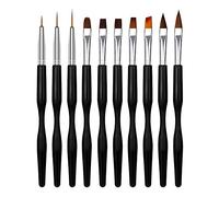 10 Pieces Pinceau Nail Art Ongles Gel Professionnel - LEA-SHALL Pinceaux Fin Liner/Plat/Rond/Acrylique/3D pour Ongles UV Construction en Resine Brosses ã French Manucure Set de Outils Noir